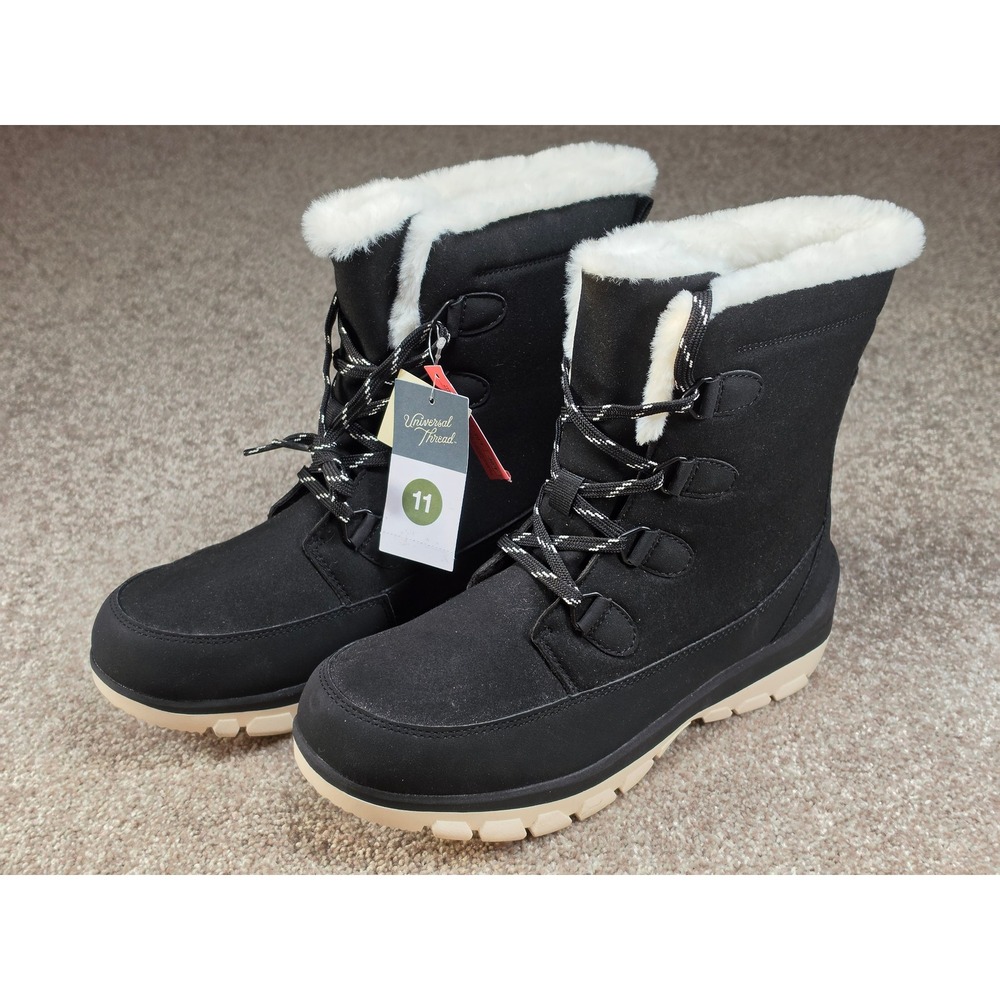 Universal Thread Corie Waterproof Winter Boots Black Faux Fur AE280 Size 11